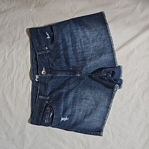 Sugar & Jade Girl Size 14 Plus Blue Denim Frayed Hem Distressed 5 Pockets Short